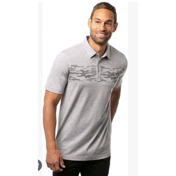 Travis Mathew Polo Shirt Park It Mens L Gray Casual Hawaiian Scene SS - Picture 1 of 10